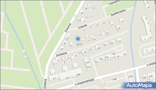 Szczecin, Jankiela, 5, mapa Szczecina