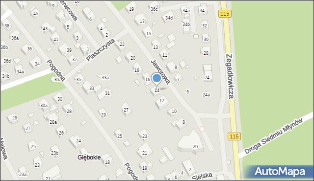 Szczecin, Jaworowa, 14, mapa Szczecina