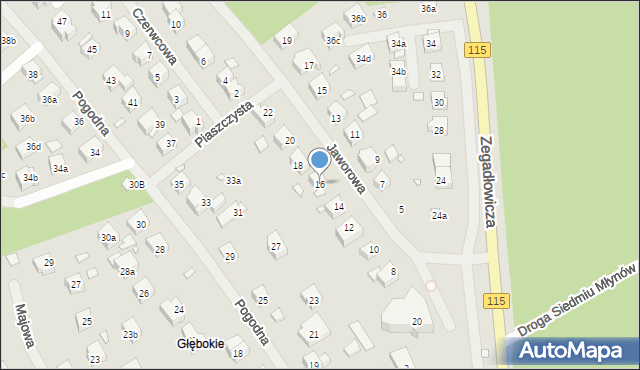 Szczecin, Jaworowa, 16, mapa Szczecina