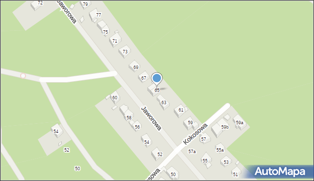 Szczecin, Jaworowa, 65, mapa Szczecina