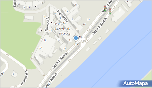 Szczecin, Jana z Kolna, 21a, mapa Szczecina