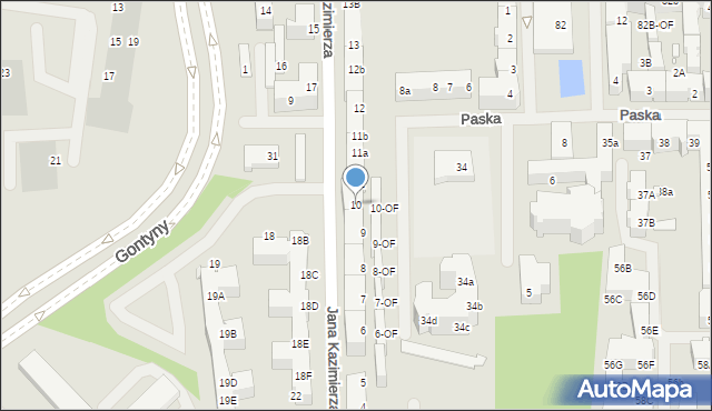 Szczecin, Jana Kazimierza, 10, mapa Szczecina