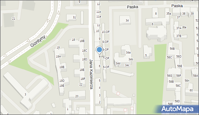 Szczecin, Jana Kazimierza, 7, mapa Szczecina