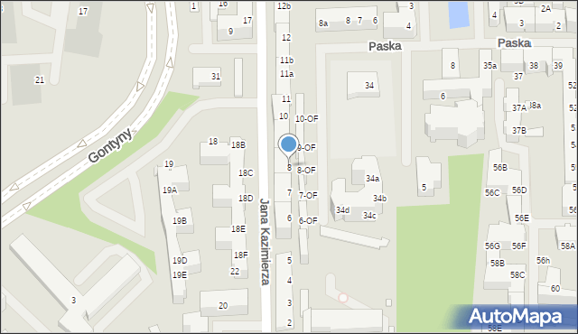 Szczecin, Jana Kazimierza, 8, mapa Szczecina