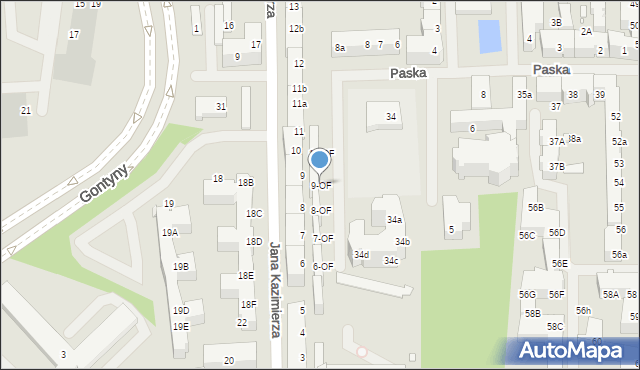 Szczecin, Jana Kazimierza, 9-OF, mapa Szczecina