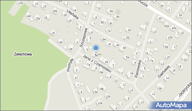 Szczecin, Jana z Czarnolasu, 5a, mapa Szczecina