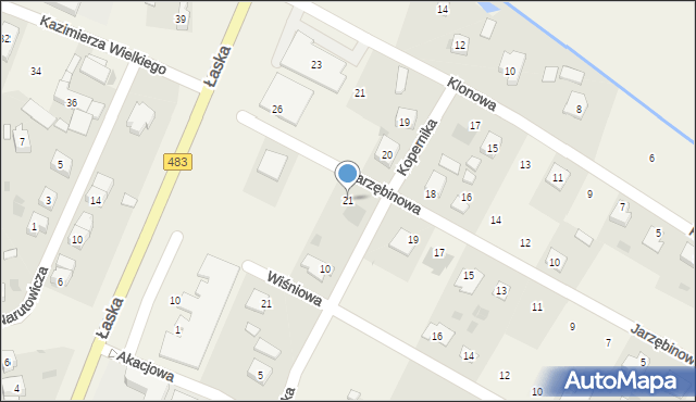 Szczerców, Jarzębinowa, 21, mapa Szczerców