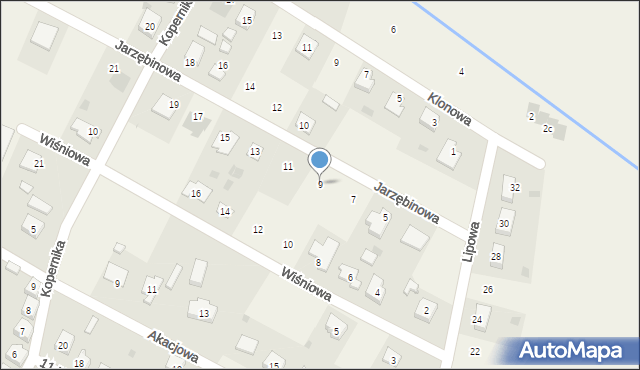 Szczerców, Jarzębinowa, 9, mapa Szczerców