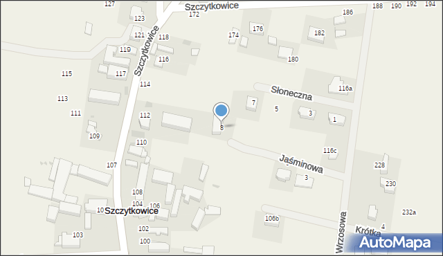 Szczytkowice, Jaśminowa, 8, mapa Szczytkowice