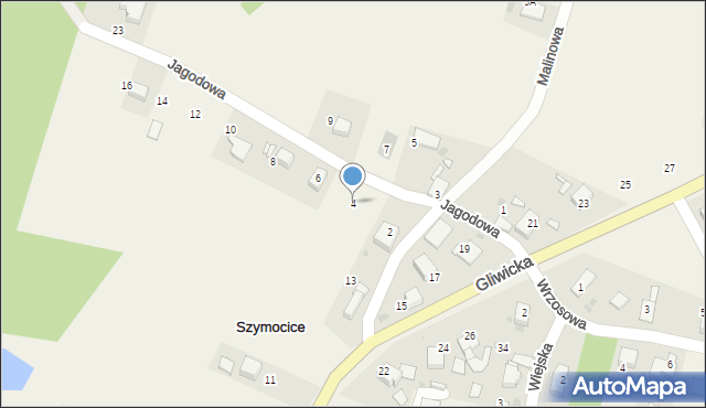 Szymocice, Jagodowa, 4, mapa Szymocice
