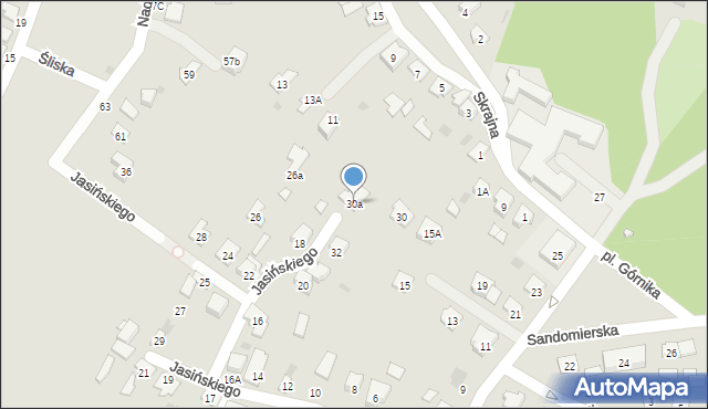 Tarnobrzeg, Jasińskiego Władysława, 30a, mapa Tarnobrzegu