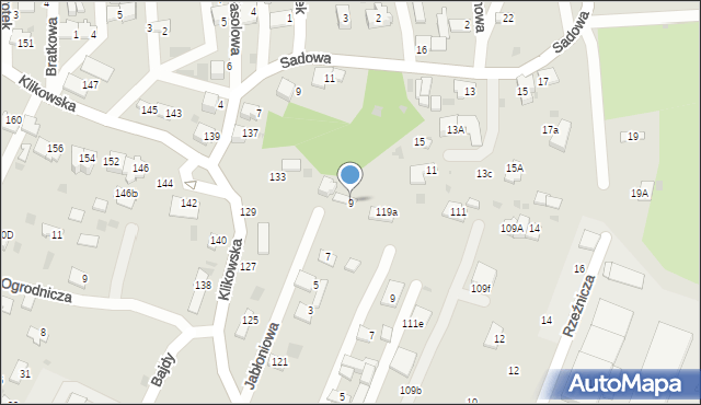 Tarnów, Jabłoniowa, 9, mapa Tarnów