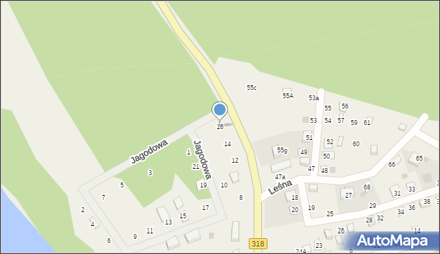 Tarnów Jezierny, Jagodowa, 16, mapa Tarnów Jezierny