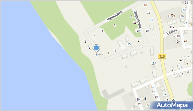 Tarnów Jezierny, Jagodowa, 6, mapa Tarnów Jezierny