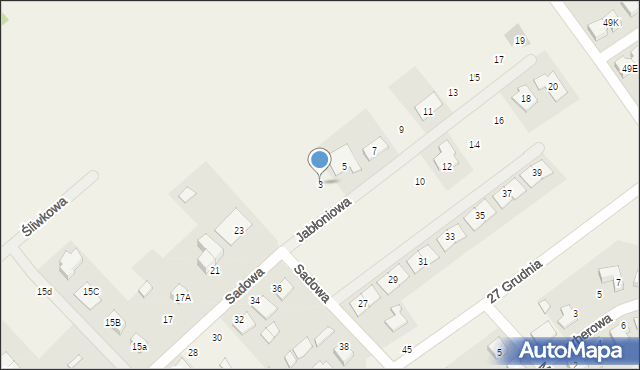 Tarnowo Podgórne, Jabłoniowa, 3, mapa Tarnowo Podgórne