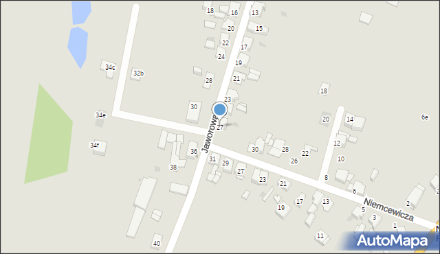 Tarnowskie Góry, Jaworowa, 27, mapa Tarnowskie Góry