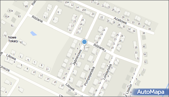 Tokary, Jaśminowa, 1, mapa Tokary