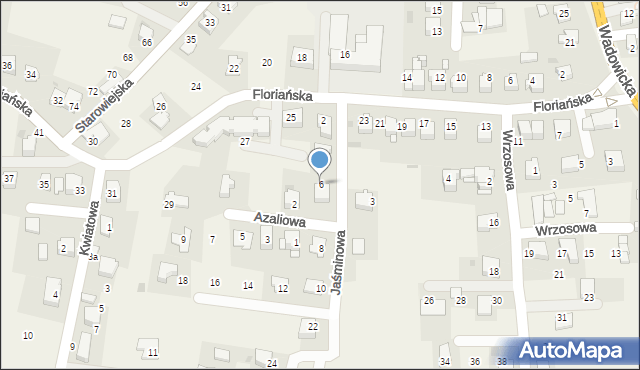 Tomice, Jaśminowa, 6, mapa Tomice