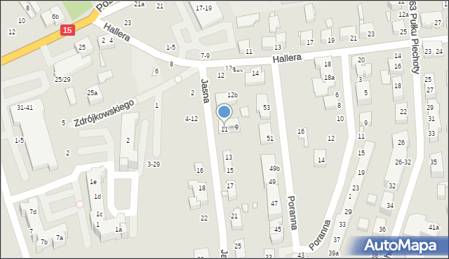 Toruń, Jasna, 11, mapa Torunia