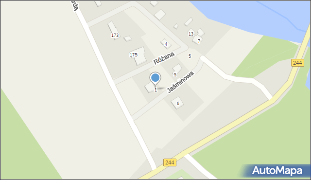 Tryszczyn, Jaśminowa, 1, mapa Tryszczyn