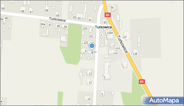 Turkowice, Jaśminowa, 8, mapa Turkowice