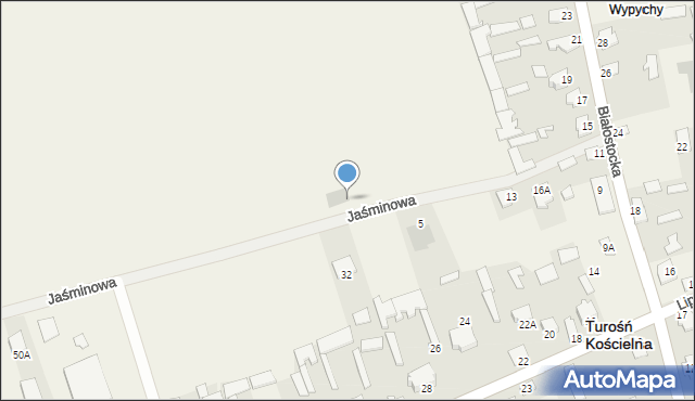 Turośń Kościelna, Jaśminowa, 6, mapa Turośń Kościelna