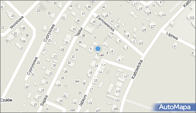 Tychy, Jabłoni, 12, mapa Tychów