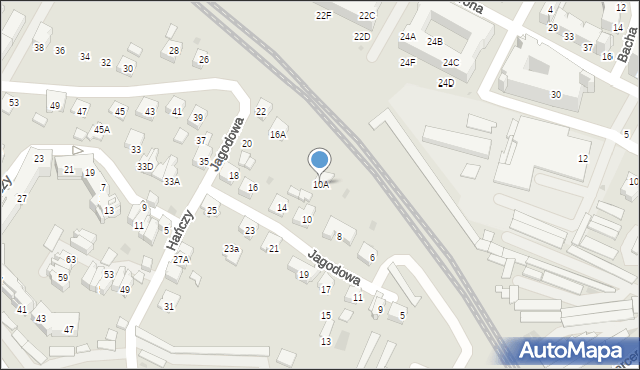 Tychy, Jagodowa, 10A, mapa Tych&oacute;w