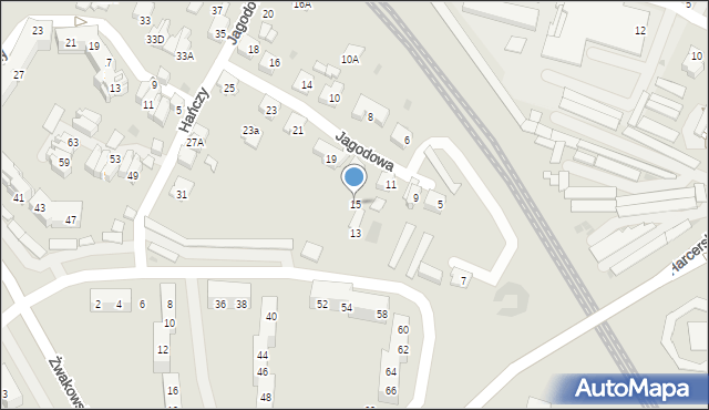 Tychy, Jagodowa, 15, mapa Tychów