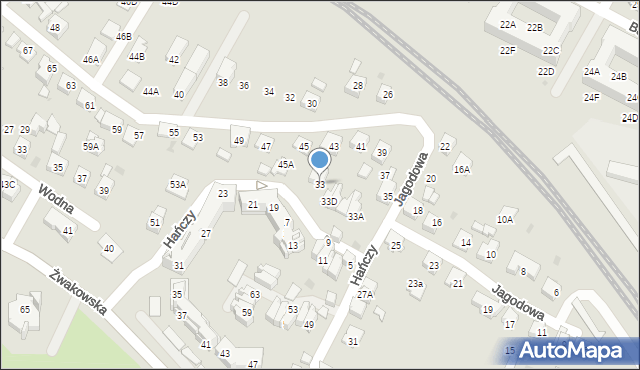 Tychy, Jagodowa, 33, mapa Tychów