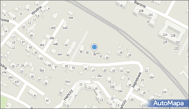 Tychy, Jagodowa, 34, mapa Tychów