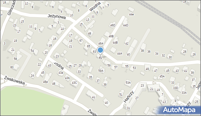 Tychy, Jagodowa, 61, mapa Tychów