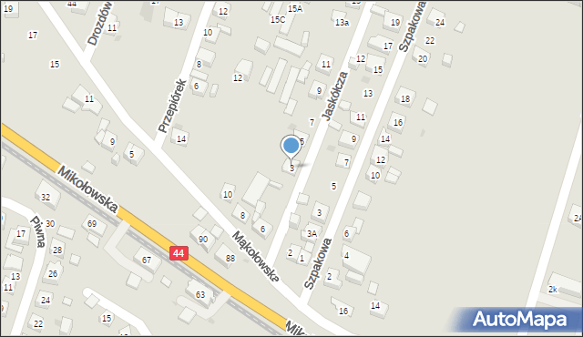 Tychy, Jaskółcza, 3, mapa Tychów