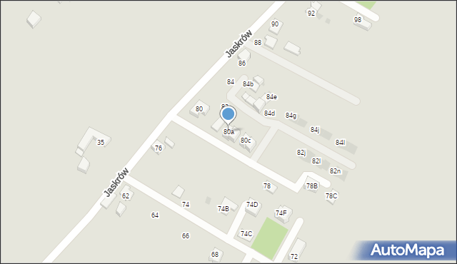 Tychy, Jaskrów, 80a, mapa Tychów