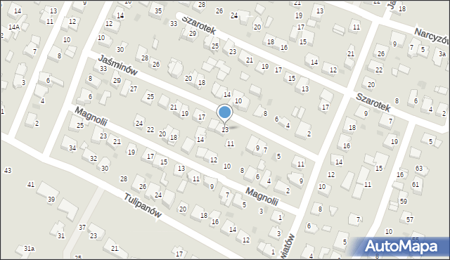 Tychy, Jaśminów, 13, mapa Tychów