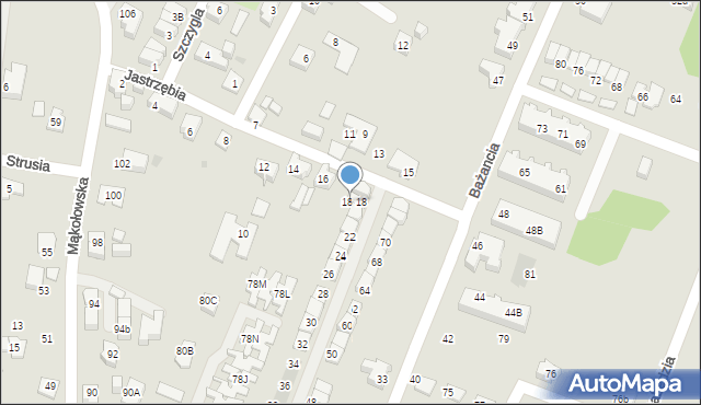 Tychy, Jastrzębia, 18A, mapa Tychów