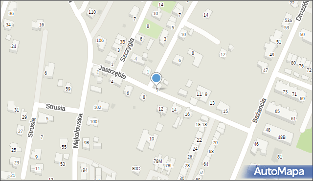 Tychy, Jastrzębia, 7, mapa Tychów