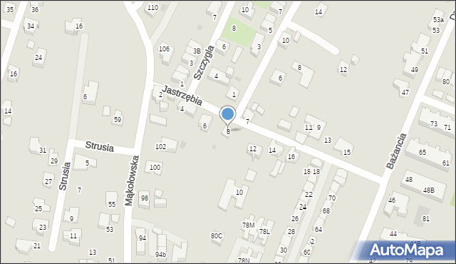 Tychy, Jastrzębia, 8, mapa Tychów