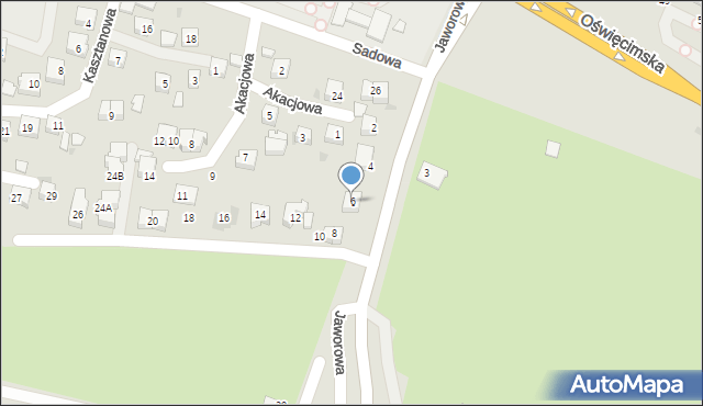 Tychy, Jaworowa, 6, mapa Tychów