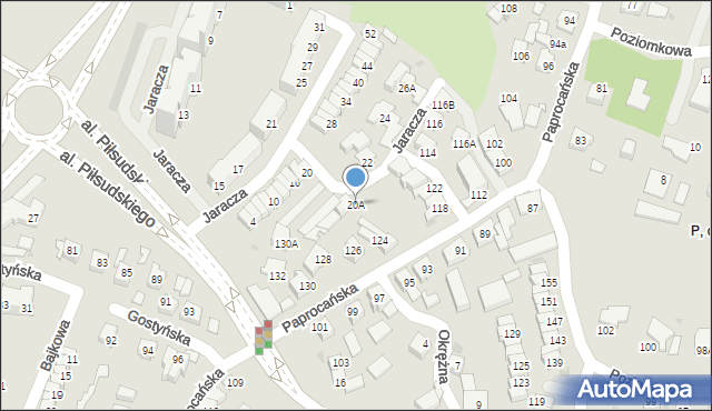 Tychy, Jaracza Stefana, 20A, mapa Tychów