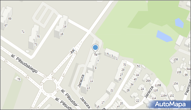 Tychy, Jaracza Stefana, 7A, mapa Tychów