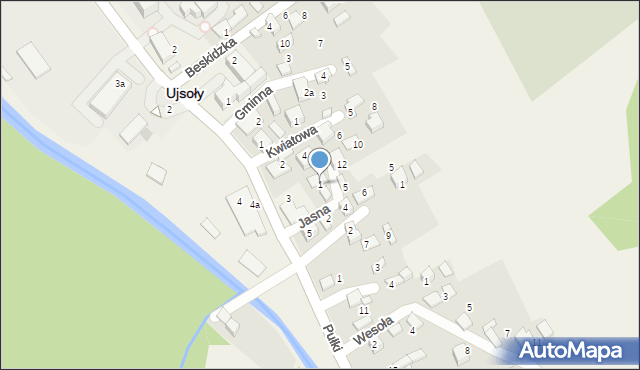 Ujsoły, Jasna, 1, mapa Ujsoły