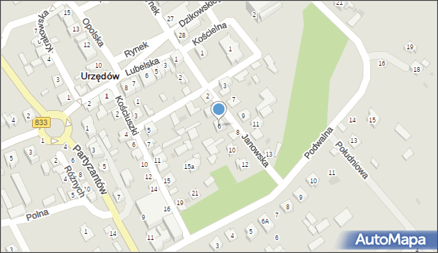 Urzędów, Janowska, 6, mapa Urzędów