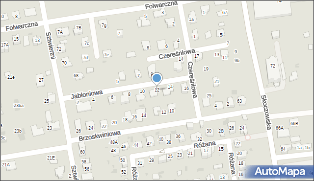 Ustroń, Jabłoniowa, 12, mapa Ustroń