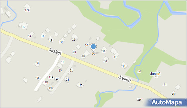 Ustrzyki Dolne, Jasień, 30, mapa Ustrzyki Dolne