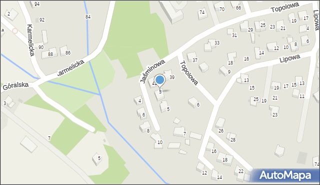 Wadowice, Jaśminowa, 3, mapa Wadowice