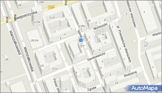 Warszawa, Jasna, 5, mapa Warszawy