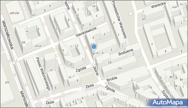 Warszawa, Jasna, 6, mapa Warszawy