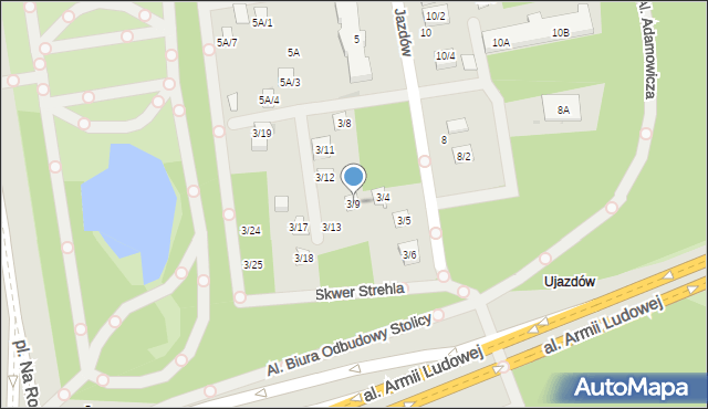 Warszawa, Jazdów, 3/9, mapa Warszawy