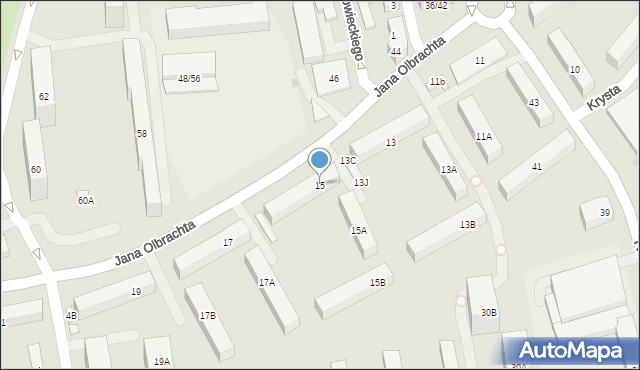 Warszawa, Jana Olbrachta, 15, mapa Warszawy
